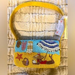 Brand New Beaded Beach Scene Shoulder Bag
Suntanning Girl Coastal Summer purse